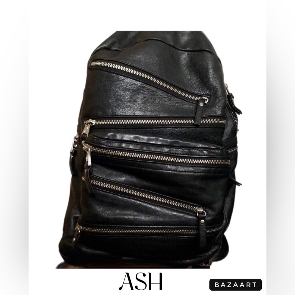 🎒 ASH Black Leather Backpack